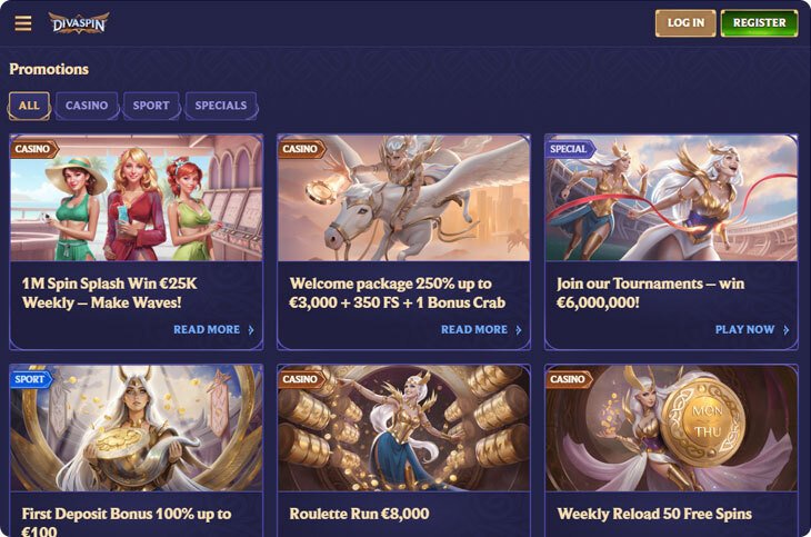 Divaspin Casino Review - Unlock Exclusive Bonuses and Free Spins - overview